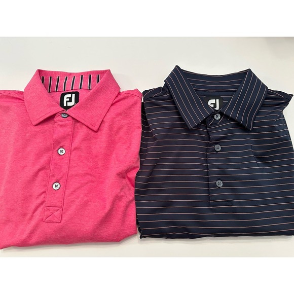 LOT OF 2 - FootJoy Golf Polo Mens Large L Golf Shirts Performance FJ Logo - Picture 1 of 16